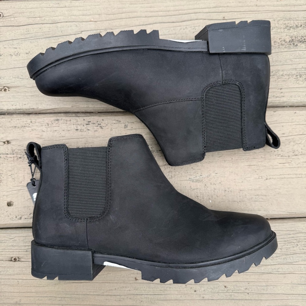 NWOB Sorel Emelie II Chelsea in Black Leather Bootie size 7 - Picture 11 of 15